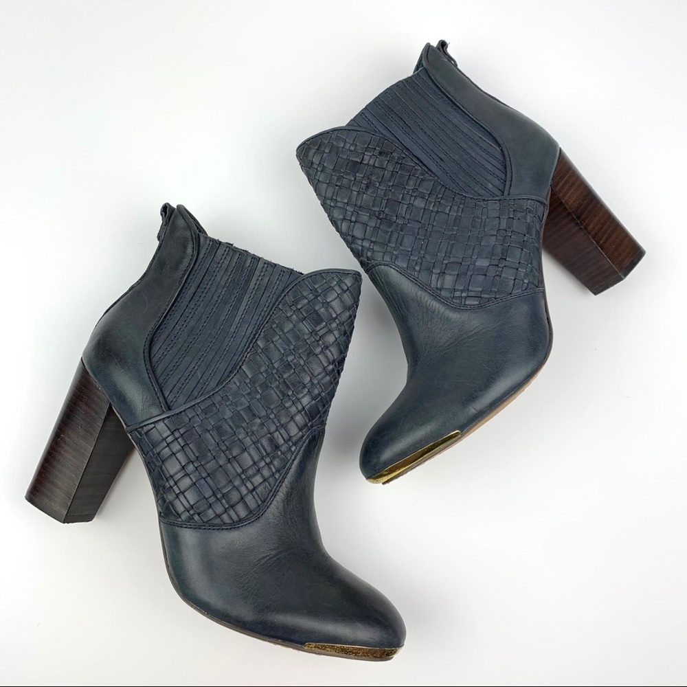 Elliott Lucca Navy Blue Dina Braided Bootie 9.5